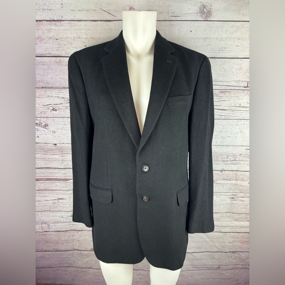 Loro Piana Ralph Ralph Lauren 100% Camel Hair Black Size 44L 2 Button Excellent!
